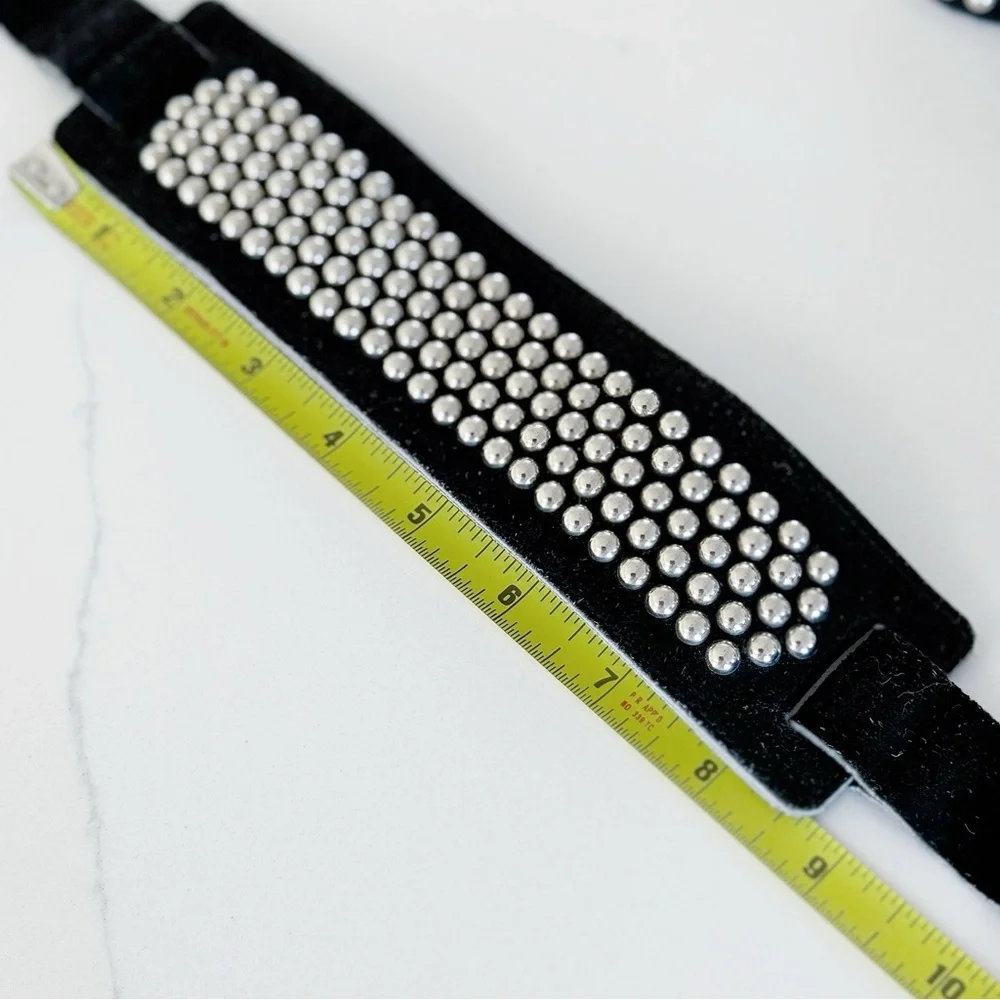 🤩 Stunning Genuine Studded Suede Black Belt And Matching Bracelets